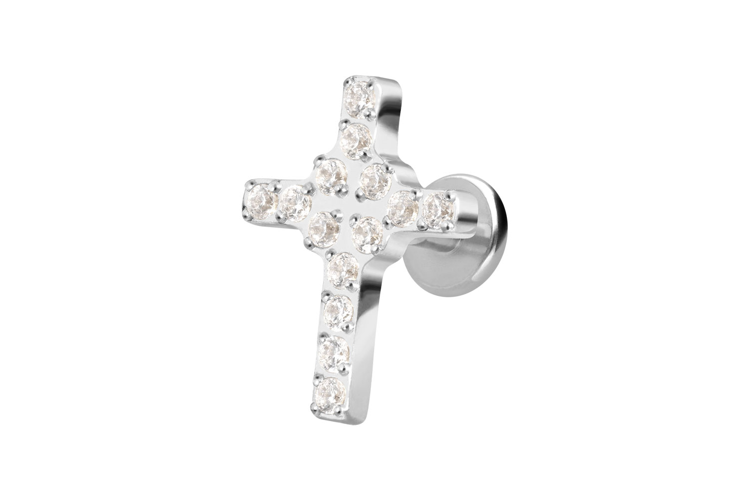 Titan Labret Piercing mit Innengewinde KRISTALLKREUZ